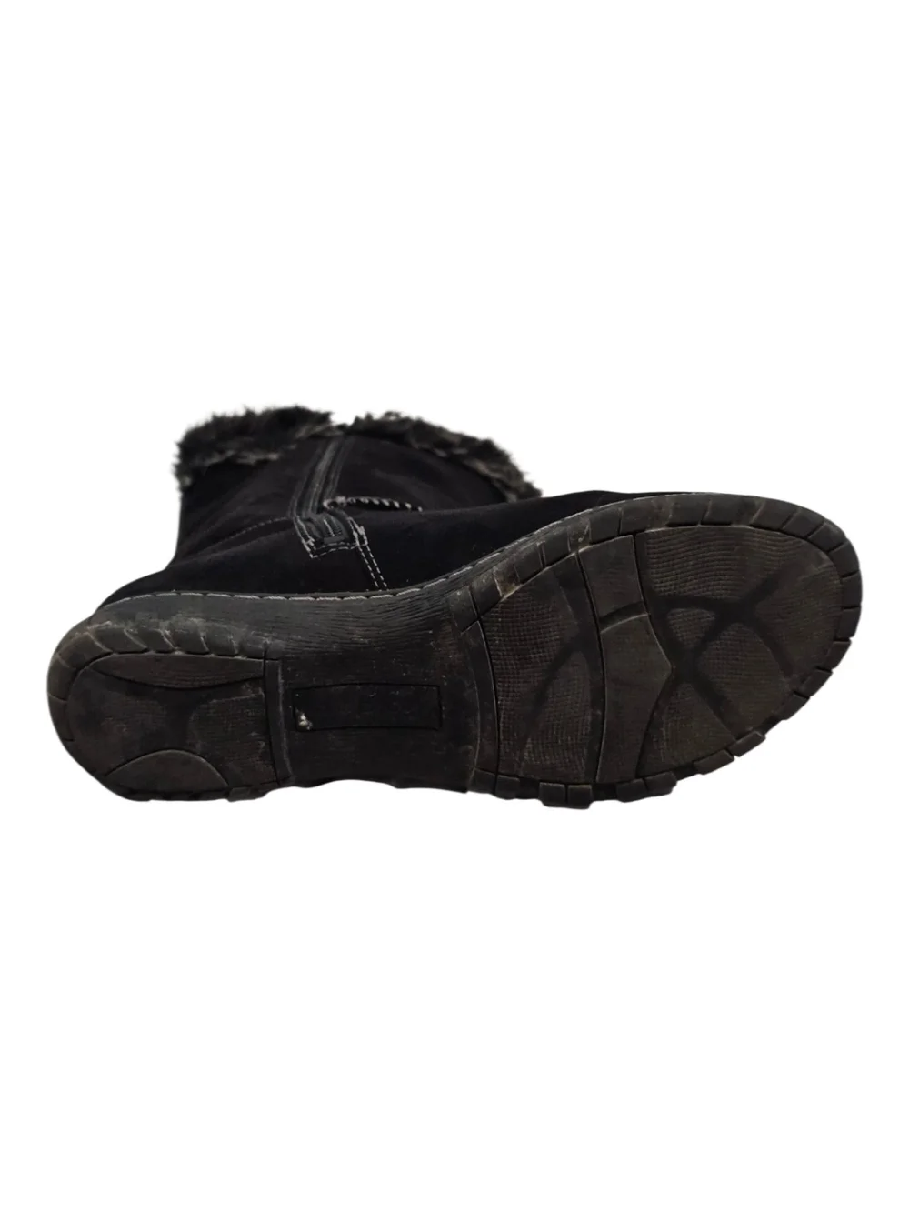 Natural Soul Size 8 Black Faux Fur-Trim Mid-Calf Winter Boots